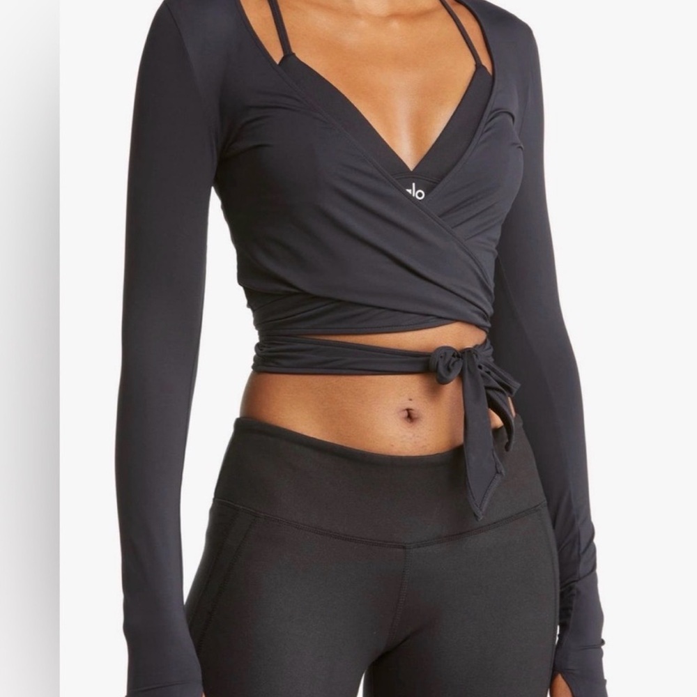 Alo Yoga Black Wrap Top